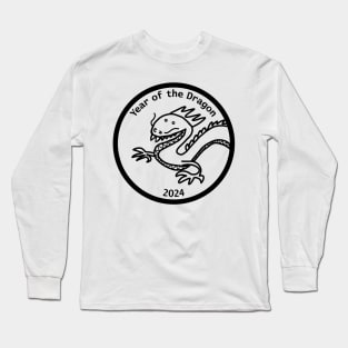 Year of the Dragon 2024 Portrait Black Line Long Sleeve T-Shirt